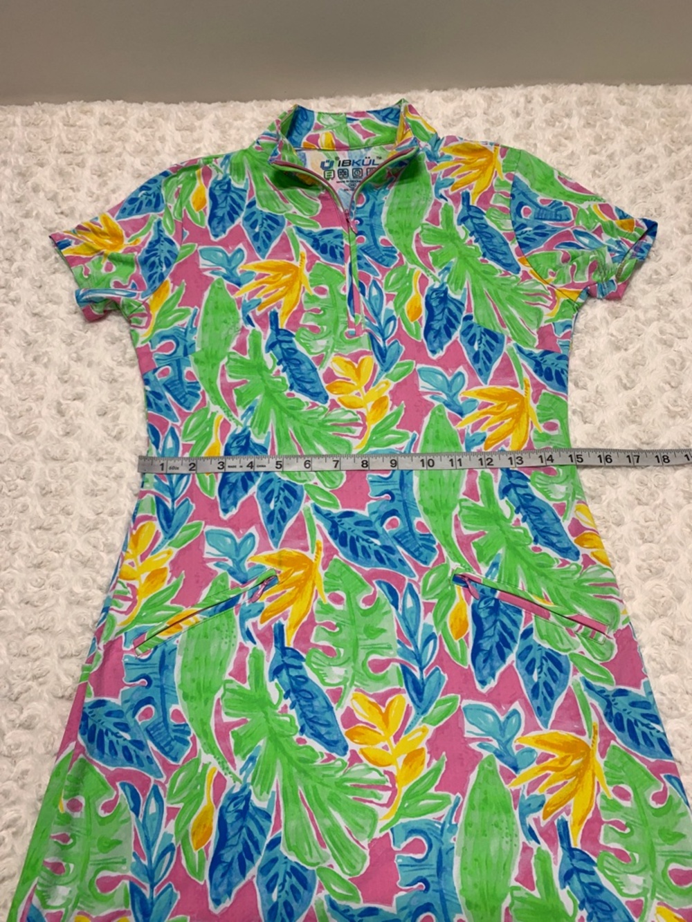 IBKUL Allison Mock Short Sleeve Botanical Print Dress Sz XS - Picture 10 of 12